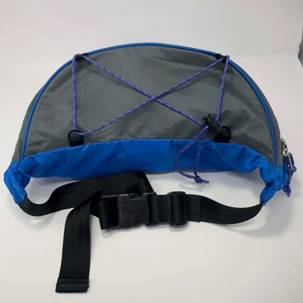 VTG LL Bean Waist Pack Blue Gray Purple Gorpcore Hiking Deluxe Medium Fanny Pack